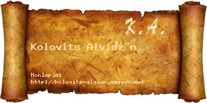 Kolovits Alvián névjegykártya